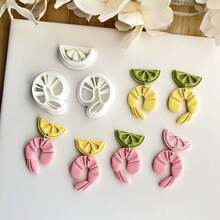 柠檬虾造型软陶模具，基础耳环制作工具套装，软陶切割器，适合制作独一无二的手工耳环，夏季系列 - 白色 - 查看 5