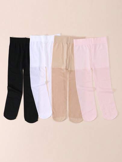4pcs Ultra-Thin Stirrup Dance Tights, Elastic Leggings, Infant Anti-Snag Anti-Mosquito Stockings Suitable For Girls