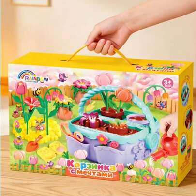 Bộ đồ chơi tự làm giỏ hoa bằng đất sét nhiều màu sắc từ bột mì dành cho trẻ em, bao gồm nhiều khuôn để làm bó hoa và cây cảnh, giúp phát triển khả năng phối hợp tay mắt và nhận biết màu sắc của trẻ, thích hợp cho phòng ngủ, phòng khách, hoạt động nhóm và tương tác giữa cha mẹ và con cái, món quà lý tưởng cho các dịp lễ và sinh nhật, làm thủ công, được đóng gói trong hộp đựng, thích hợp cho mùa cưới, mùa tựu trường, Ngày của Mẹ.