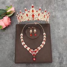 1 Set Alloy Rhinestone Queen Tiara, Elegant Princess Crown Headpiece, 1 Pair Earrings, 1 Necklace, Suitable For Daily Wear, Parties, Weddings And Gifting, Accessories - Multicolor - View 3