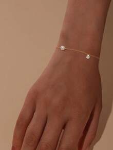 18K Gold Plated ArtificialPearl Bracelet Gold Charm Bracelets For Women Adjustable Fashion Charm Dainty Handmade Jewelry Gifts - Gold - View 2