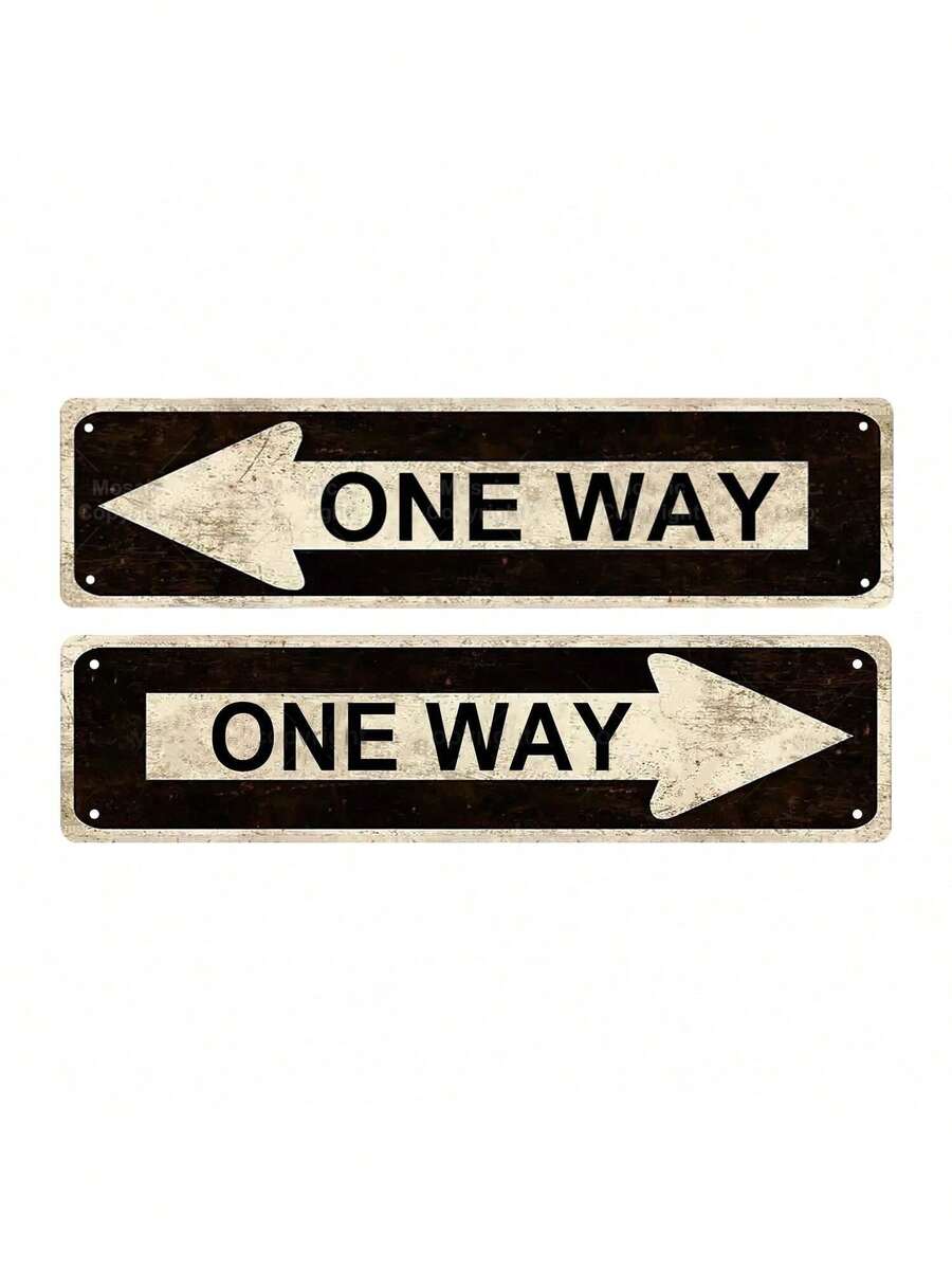 1个“单行道”趣味金属标志牌（15.75英寸 x 3.94英寸 / 40 x 10厘米），新奇路标，家居装饰，房间装饰，墙面装饰，浴室装饰，酒吧装饰，咖啡馆装饰，车库装饰，墙面艺术，帆布画，海报，生日毕业礼物 - 彩色 - 查看 1