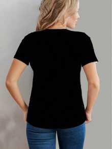 Short-Sleeved T-Shirt With A Kitten-In-A-Hole Print. - Black - View 2