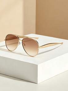 1 件大框金属双桥时尚飞行员时尚眼镜，优质复古个性化百搭男女通用时尚眼镜，适合日常佩戴、街头风格、度假、旅行、夏季海滩、户外、旅行 - 彩色 - 查看 13