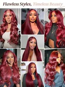 30 Inch 99j Burgundy Wig Human Hair 13x6 HD Body Wave Lace Front Wigs Human Hair Pre Plucked 13x4 Glueless Red Burgundy Human Hair Wigs 15A 100% Colored Lace Frontal Wigs For Women - S99J - 查看 4