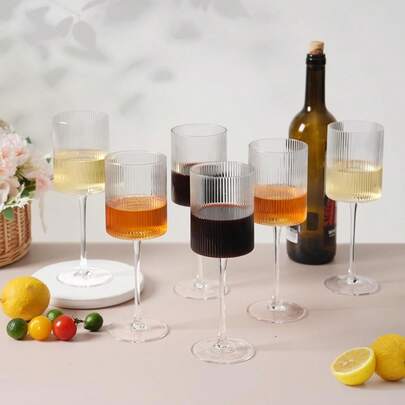 12/6/2/1 piezas Copas de vino cilíndricas con tallo a rayas, transparente/rosa/verde, adecuadas para reuniones con amigos, bodas, fiestas, vacaciones, cumpleaños, copas de champán, pueden ser regalos para amigos, familiares y esposo, creando un ambiente de fiesta de Año Nuevo, regalo del Día de San Valentín, adecuado para exteriores y camping