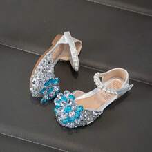 Infant Flat Shoes, Comfortable Versatile Pearl & Rhinestone Princess Shoes - Silver - View 6