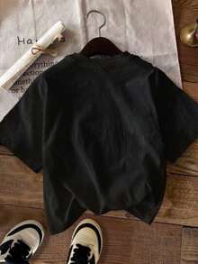 Girl's Cotton T-Shirt, Christian Faith T-Shirt - Jesus Is My Beloved And Printed With Bible Verses (Faith, Hope, Love) - Casual Printed Round Neck Short Sleeved Top, Suitable For Church, Gym, And Daily Wear - Machine Washable Gift, Suitable For Teenagers. - 黑色 - 查看 3