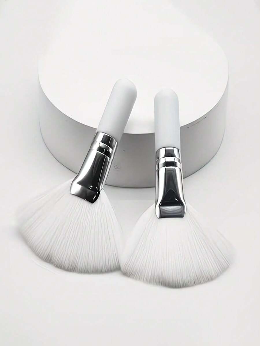 1/2 Stück duftfreie, nicht-reizende fächerförmige weiche Nylon Makeup Pinsel, sanft für normale Haut, tragbarer Mini Schaum-Reinigungspinsel, geeignet für präzise Hautpflegeroutine, Gesichtswaschpinsel