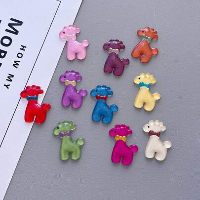 10pcs Mixed Deer & Elk Resin Craft Pieces, Flat Back, For DIY Earrings, Hair Accessories, Jewelry Making, Craft Decoration (Suitable For Ages 14+)