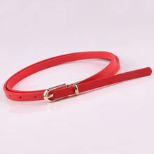 New Multi-Color Decorative Dress With Sweater Thin Belt Women's All-Match Pin Buckle Pu Small Belt Korean Style Pant Belt - 紅色 - 查看 4