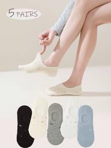 5 Pairs Women's Bow Tie Ankle Socks - Breathable No-Show Socks With Lace Trim, Non-Slip Design Suitable For Spring And Summer - Multicolor - View 8