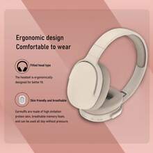 Bluetooth Headphones Over Ear Wireless Headset, UHD Stereo Deep Bass Foldable Headphone For Home Office Cell Phones Call Music Game Earphones, Comfort Adjustable Headband Over-The-Ear Wireless Earphones - Khaki - View 7