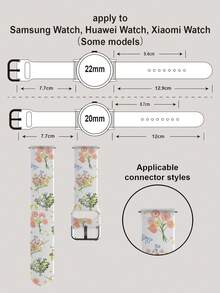 20/22mm 通用智能手表表带，兼容三星、荣耀手表 - 硅胶表带，花卉图案，兼容华为 GT2/GT3、Watch 3/Galaxy - 彩色 - 查看 5