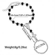 1件哥特式金属亚克力十字架念珠手链，宗教饰品，适合日常佩戴、聚会和派对。 - 彩色 - 查看 6