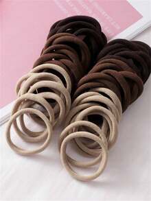 100pcs/50pcs/10pcs/1pc High Elasticity Mixed Coffee Color Hair Ties Set, Women Ponytail Holders, Minimalist Seamless Hair Ties, Suitable For Women Daily, Commuting, Sports, Essential Hair Accessories For Ponytail Hair Rubber Bands Scrunchies Hair Rope Running Travel Essentials - Multicolor - View 6