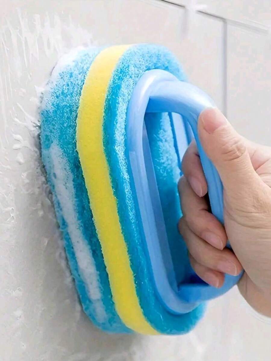 1个粉色升级加厚手柄墙砖海绵清洁刷，厨房手柄式锅刷，多功能浴室瓷砖清洁刷，双层加厚浴缸刷，去污海绵刷 - 牆面清潔刷 - 查看 1