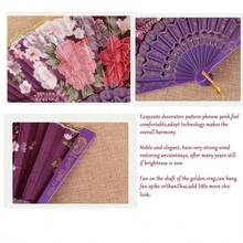 1pc Embroidered & Traditional Chinese Knot Decor Folding Fan Pendant With Red-Gold Trim Vintage - Màu đỏ - Xem 2