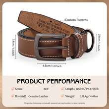 1pc Personalized Handmade Leather Belt, Custom Engraved Pattern Belt For Men & Women, Adjustable Unisex Carved Waist Belt, Valentine's Day Gift For Boyfriend Girlfriend, Anniversary Wedding Groom Gift, Birthday Graduation Present For Him Her, Unique Couple Gift, Family Keepsake Fashion Accessory - Multicolor - View 9