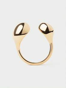 Dainty High Quality 925 Sterling Silver Luxury Glossy Sculptural Open Ring With Two Organic Drops Rings For Girls - Open Ring - View 6