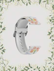 20/22mm 通用智能手表表带，兼容三星、荣耀手表 - 硅胶表带，花卉图案，兼容华为 GT2/GT3、Watch 3/Galaxy - 彩色 - 查看 3