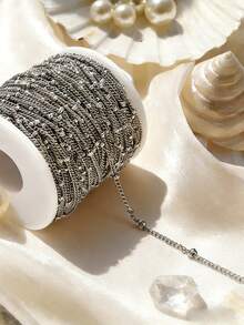 2m/Pack Minimalist Fashion DIY Chain, 18k Gold Side Bead Chain, Side Twist Chain, Spacer Bead Chain, Suitable For Making Bracelets, Necklaces, Chokers - 2m/pack - View 7