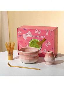 Matcha Set - 8-Piece Set, Including Matcha Brush, Measuring Spoon, Tea Utensils, Tea Bowl, And Stand. Pink Matcha Set, Perfect As A Gift For Lovers, Friends, Colleagues, Or Family, Suitable For Daily Use, Parties, Birthdays, Anniversaries, Mother's Day, Valentine's Day, And Easter (Pink). - Pink - View 12