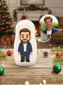 Muñecas rusas con retrato familiar personalizado con caja, edición de foto estilo de dibujos animados, juguete educativo hecho a mano con imagen personalizada, decoración del hogar única y creativa, escultura de muñeca de madera, decoración, vista previa, regalo de fiesta, regalo de Pascua/Día de San Valentín/Día de San Patricio/Cumpleaños, regalo de Navidad - Multicolor - Ver 3