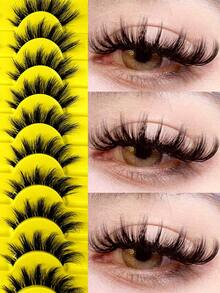 10对自然透明茎厚3D多层DD卷翘俄式浓密假睫毛，高卷度卷翘睫毛，欧美浓密全条 - 濃密款 - 查看 2