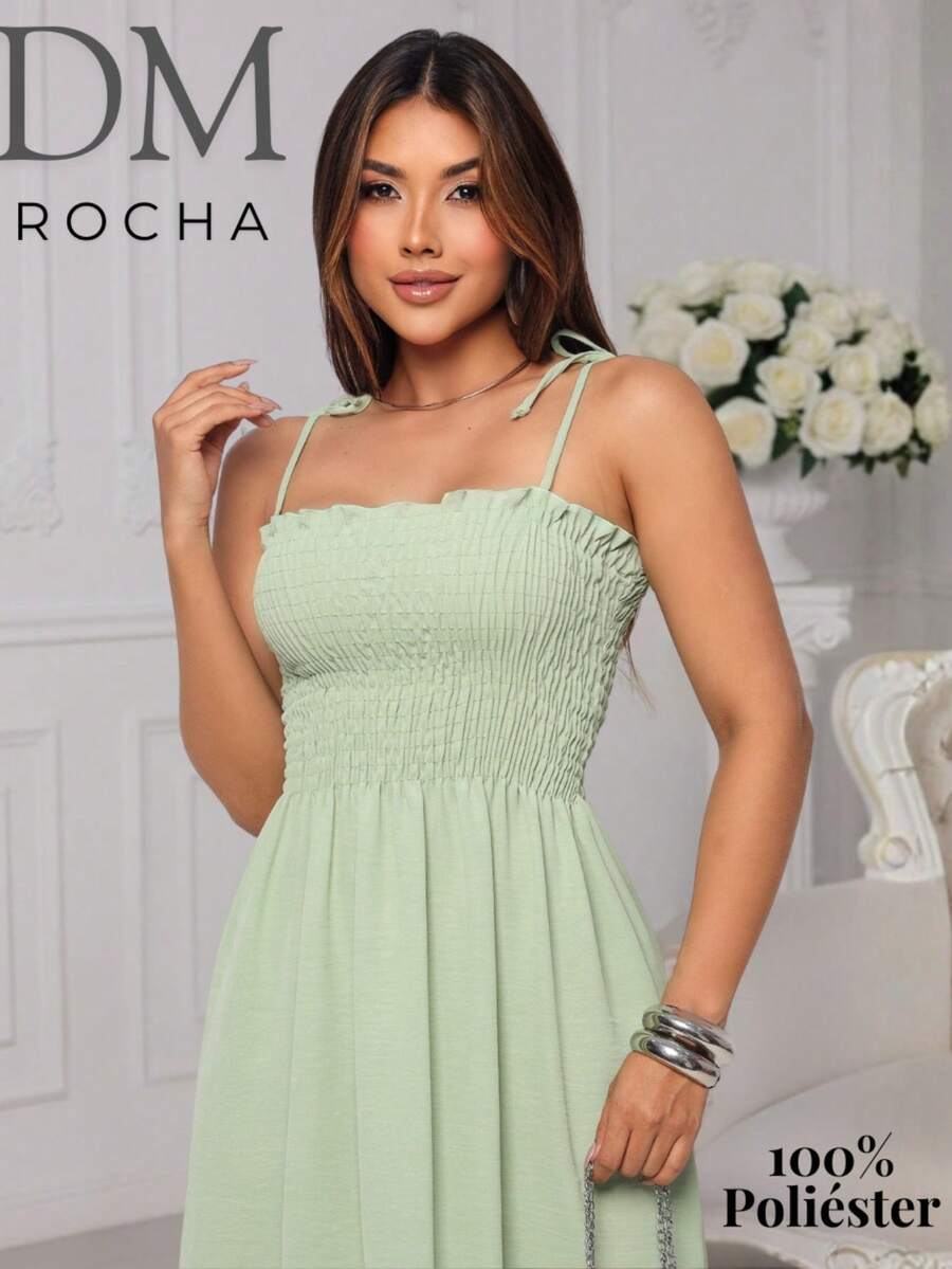 Women's Long Dress With Slit And Elasticated Bust - Affordable And Elegant - Xanh nước biển - Xem 1