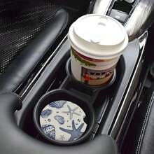 Absorbent Ceramic Car Coasters For Cup Holders Blue Sea Starfish Shells Design 2.56 Anti Slip Universal Drink Cup Coasters For Women Men 2 Pack - Blue Sea Starfish Shells - 查看 2