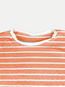 K&K FASHION Basic Striped T-Shirt - 鮭魚 - 查看 4
