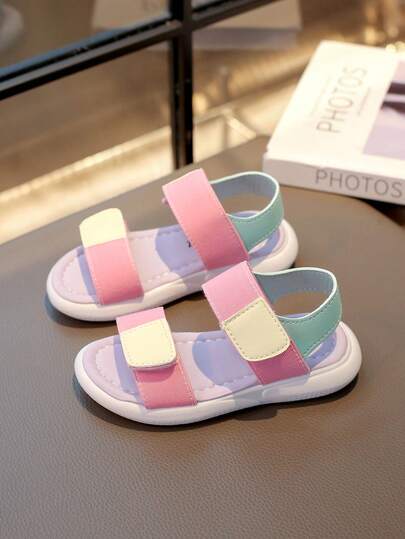 Kids' Casual Sandals, Lightweight Soft Sole Non-Slip Breathable Color Block Summer Beach Sandals For Little Girls And Boys, Cute, Versatile, Comfortable For Daily Wear