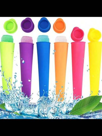 6/1pc Diy Silicone Ice Cream Bar Molds, Ice Cream Lolly Makers, Popsicle Molds Back To School