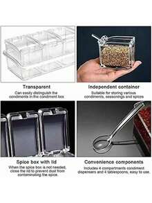 1 pieza Recipiente de almacenamiento de sal, especias y condimentos de 4 en 1 para el hogar - Multicolor - Ver 10