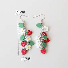 1 Đôi bông tai dáng dài bằng acrylic hình lá và quả mùa xuân/hè dành cho nữ, làm thủ công, dễ thương và thanh lịch, phù hợp cho sử dụng hàng ngày, dự tiệc, ngày lễ, làm quà tặng. - Y1238 - Xem 5