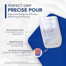 Measuring Cup Set - 2-Piece (1-Cup & 3-Cup Capacity) With Flexible Silicone Front & Rigid Back For Precise, Non-Slip Pouring, Easy-Read Measurements (Cups, Oz, ML), Dishwasher - Light Grey - View 2