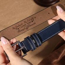 1pc Personalized Handmade Leather Belt, Custom Engraved Pattern Belt For Men & Women, Adjustable Unisex Carved Waist Belt, Valentine's Day Gift For Boyfriend Girlfriend, Anniversary Wedding Groom Gift, Birthday Graduation Present For Him Her, Unique Couple Gift, Family Keepsake Fashion Accessory - Multicolor - View 3