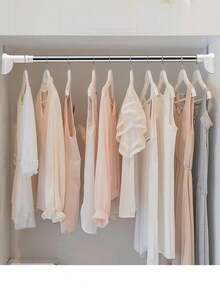 1根升级加粗25毫米直径可伸缩杆，长度50-80厘米，加厚不锈钢材质，可调节伸缩阳台晾衣架、窗帘杆、浴帘杆、服装架 - 白色 - 查看 7