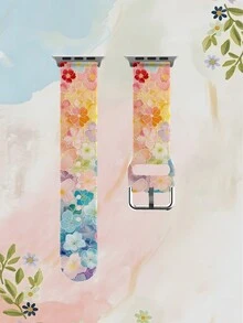 彩色花卉矽膠錶帶適用於男士與女士，相容於 38mm 40mm 41mm 42mm 44mm 45mm 46mm 49mm，相容於 Series Ultra/S11/S10/SE/8/7/6/5/4/3/2/1 - 彩色 - 查看 12