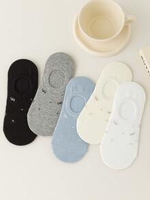 5 Pairs Women's Bow Tie Ankle Socks - Breathable No-Show Socks With Lace Trim, Non-Slip Design Suitable For Spring And Summer - Multicolor - View 7