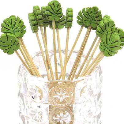 10/50/100/200pcs Fresh Turtle Shell Bamboo Skewers, Food Decoration Picks, Tropical Party Fruit Cake Toppers, Suitable For Family Gatherings