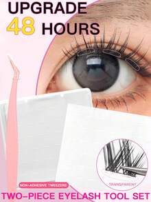 216/432片免胶自粘假睫毛簇，防水，可重复使用，持久粘性，隐形设计，睫毛嫁接工具，簇状假睫毛条，睫毛胶替代品，化妆工具，免胶假睫毛簇 - 無色 - 查看 6