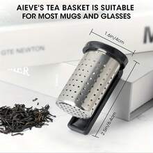 1 件套不锈钢茶漏 - 易于清洗，茶杯和玻璃茶过滤器可放入洗碗机清洗，适用于散装茶叶，简易茶漏，创意泡茶旅行茶具套装 - 黑色 - 查看 4