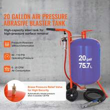 20 Gallon Sand Blaster, 60-110 PSI High Pressure Sandblaster, Portable Abrasive Blasting Tank, Air Sand Blasting Kit With 4 Ceramic Nozzles And Oil-Water Separator For Paint, Stain, Rust Removal - 20 Gallon - 查看 2