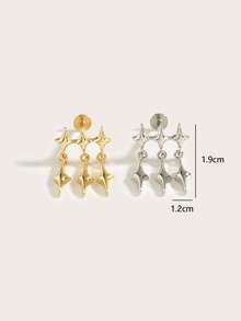 1pc Minimalist Star Stainless Steel Earrings, Suitable For Women's Daily Wear - Star - View 5