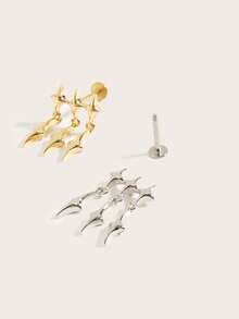 1pc Minimalist Star Stainless Steel Earrings, Suitable For Women's Daily Wear - Star - View 3