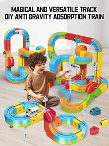 KlickRail Electric Train Set, Interlocking Track System, Electric Circular Railway, 32/48 Pieces Track, Suitable For 3-5 Years Old Children, Snap-Together Toy With Anti-Derailment Design, 3D Built-In Layout And Electric Train, STEM Educational Gift, Suitable For Halloween, Christmas And Thanksgiving - Multicolor - View 2