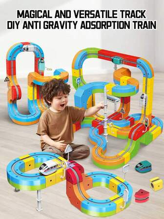 KlickRail Electric Train Set, Interlocking Track System, Electric Circular Railway, 32/48 Pieces Track, Suitable For 3-5 Years Old Children, Snap-Together Toy With Anti-Derailment Design, 3D Built-In Layout And Electric Train, STEM Educational Gift, Suitable For Halloween, Christmas And Thanksgiving