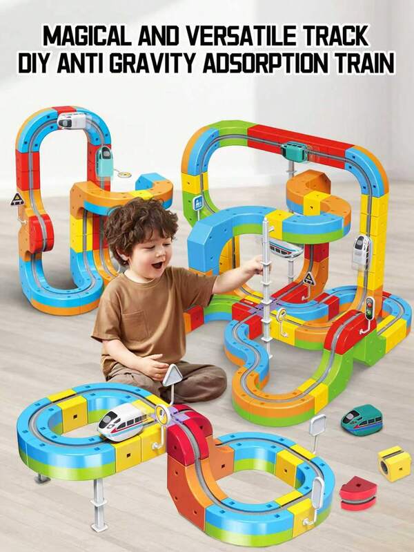 KlickRail Electric Train Set, Interlocking Track System, Electric Circular Railway, 32/48 Pieces Track, Suitable For 3-5 Years Old Children, Snap-Together Toy With Anti-Derailment Design, 3D Built-In Layout And Electric Train, STEM Educational Gift, Suitable For Halloween, Christmas And Thanksgiving